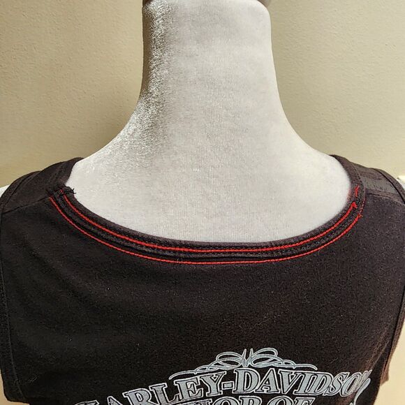Y2K Harley Davidson Women's Black and Red Vest Tank Top Size Small - Picture 8 of 12